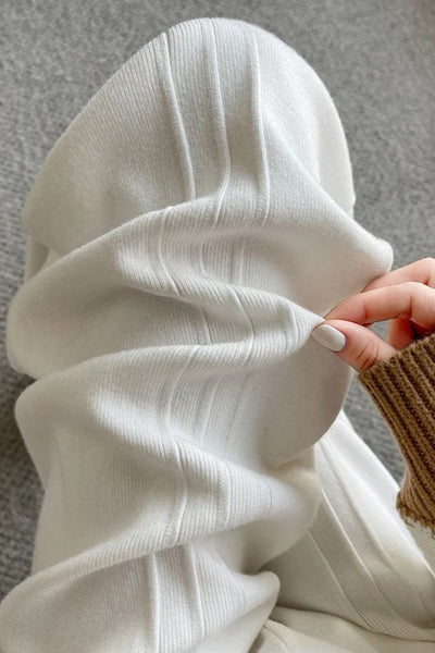 Wool-Blend Pleated Thick-Knit MAXI Palazzo Pants