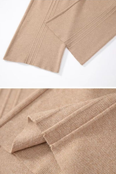 Wool-Blend Pleated Thick-Knit MAXI Palazzo Pants