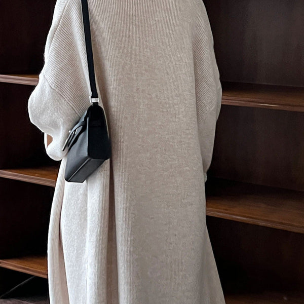 2 Piece Sleek Vintage Cotton Blend Cardigan+ A-Line MAXI Dress Set