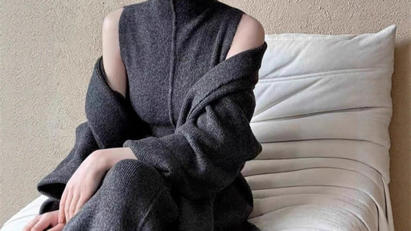 2 Piece Sleek Vintage Cotton Blend Cardigan+ A-Line MAXI Dress Set