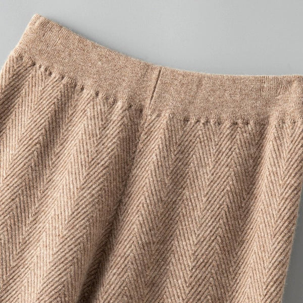 Ultra Soft 100% Australian Merino Wool Herringbone Palazzo Pants - Wigging It Etc