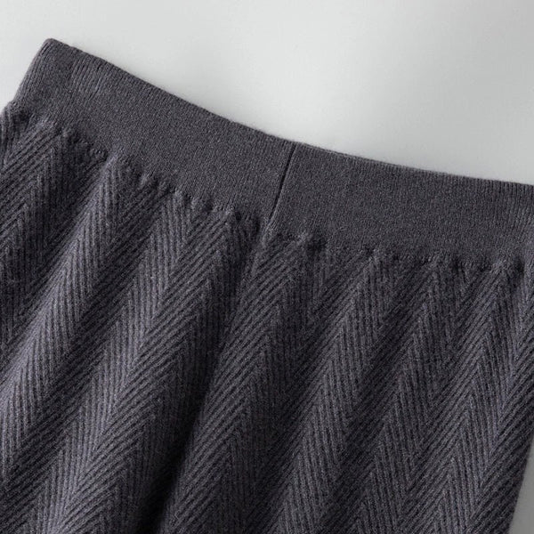 Ultra Soft 100% Australian Merino Wool Herringbone Palazzo Pants - Wigging It Etc