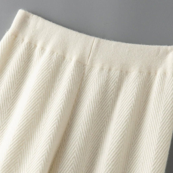 Ultra Soft 100% Australian Merino Wool Herringbone Palazzo Pants - Wigging It Etc