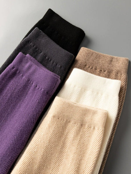 Ultra Soft 100% Australian Merino Wool Herringbone Palazzo Pants - Wigging It Etc