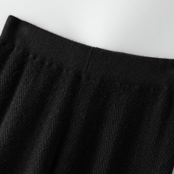 Ultra Soft 100% Australian Merino Wool Herringbone Palazzo Pants - Wigging It Etc