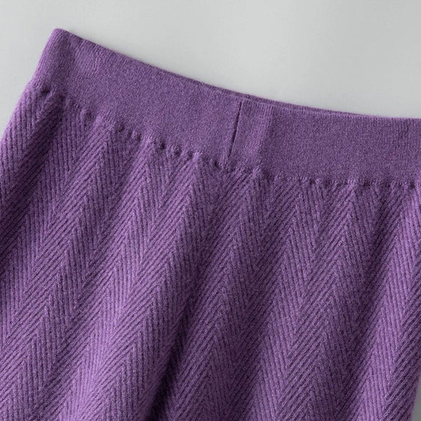 Ultra Soft 100% Australian Merino Wool Herringbone Palazzo Pants - Wigging It Etc