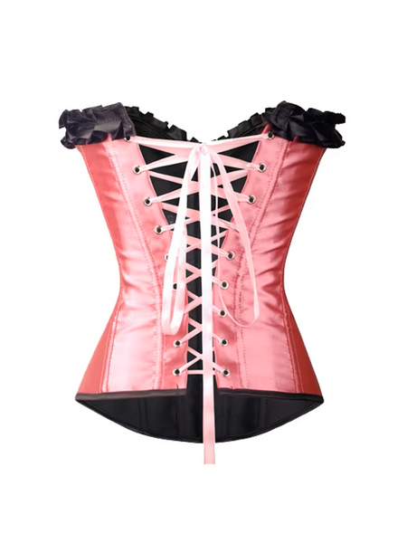 Sexy Ruffled Gothic Lace-Up Plastic-Boned Overbust *Corselette