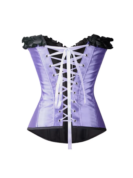 Sexy Ruffled Gothic Lace-Up Plastic-Boned Overbust *Corselette