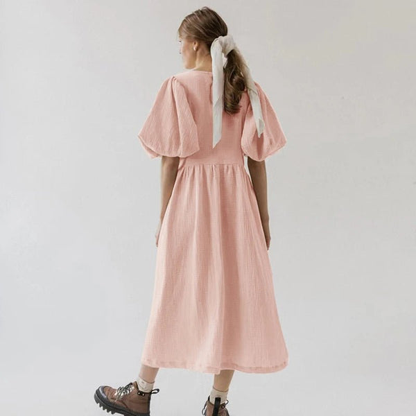 Vintage 100% Cotton Muslin Crepe Gauze Maxi Dress - Wigging It Etc