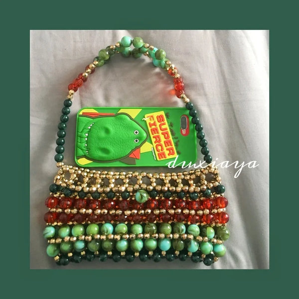 Vintage Luxury High Fashion Beaded Party Clutch+Shoulder Bag
