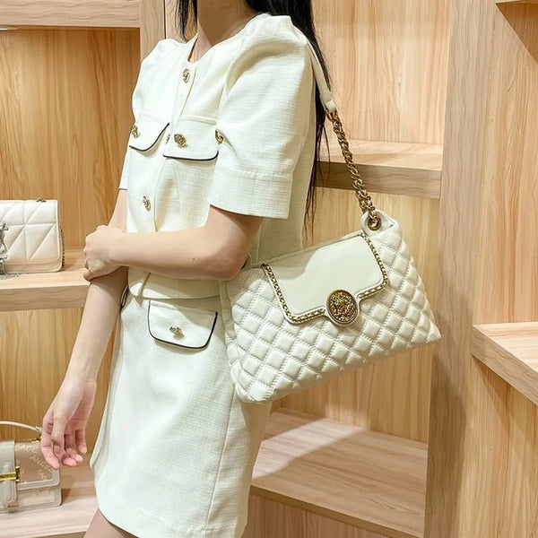 Stylish Quilted Satchel Shaped Luxury Chain Shoulder Bag - Wigging It Etc