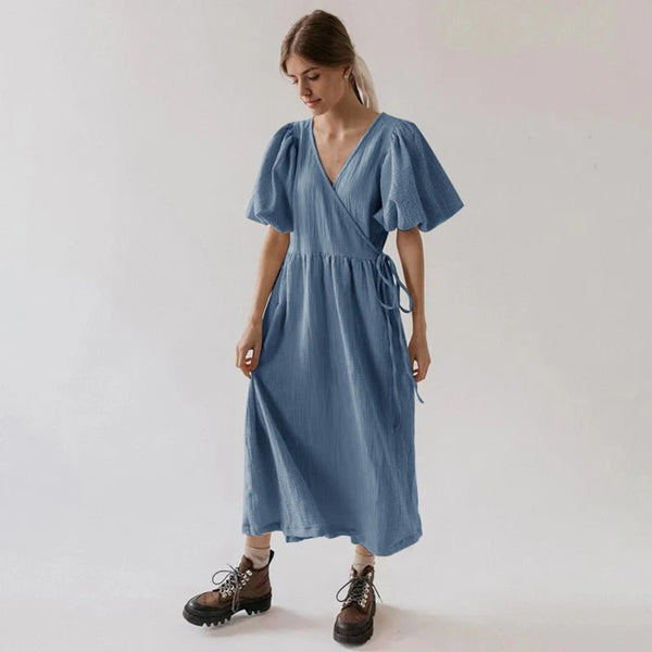 Vintage 100% Cotton Muslin Crepe Gauze Maxi Dress - Wigging It Etc