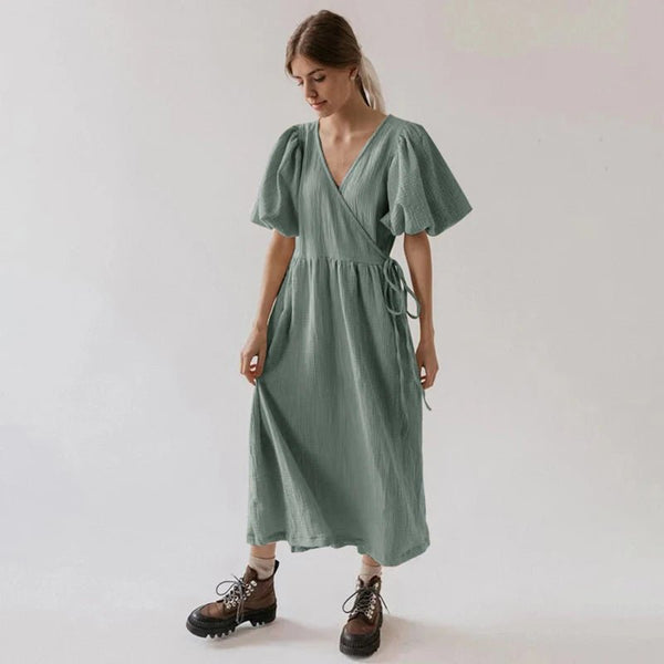 Vintage 100% Cotton Muslin Crepe Gauze Maxi Dress - Wigging It Etc