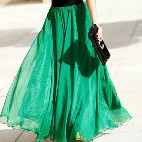 Vintage Cotton Blend A-Line Flared MAXI Skirt