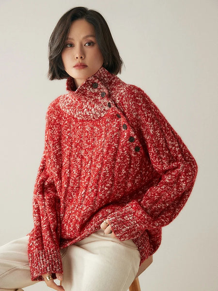 Vintage Fluffy Cable Knit 100% Cashmere Oversized Harsh Winter Pullover Sweater