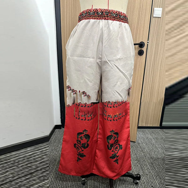 Funky Vintage Ethnic Duo-Tone Palazzo Pants