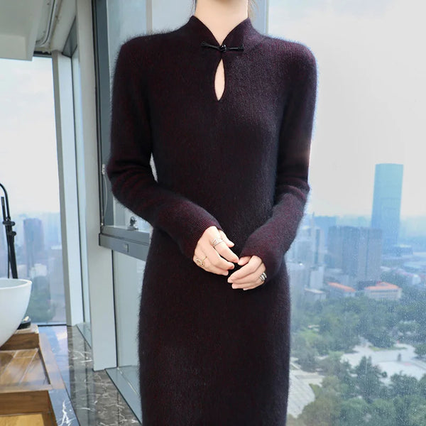 Vintage Elegant Fluffy Soft A-Line 100% Mink Cashmere MAXI Dress!