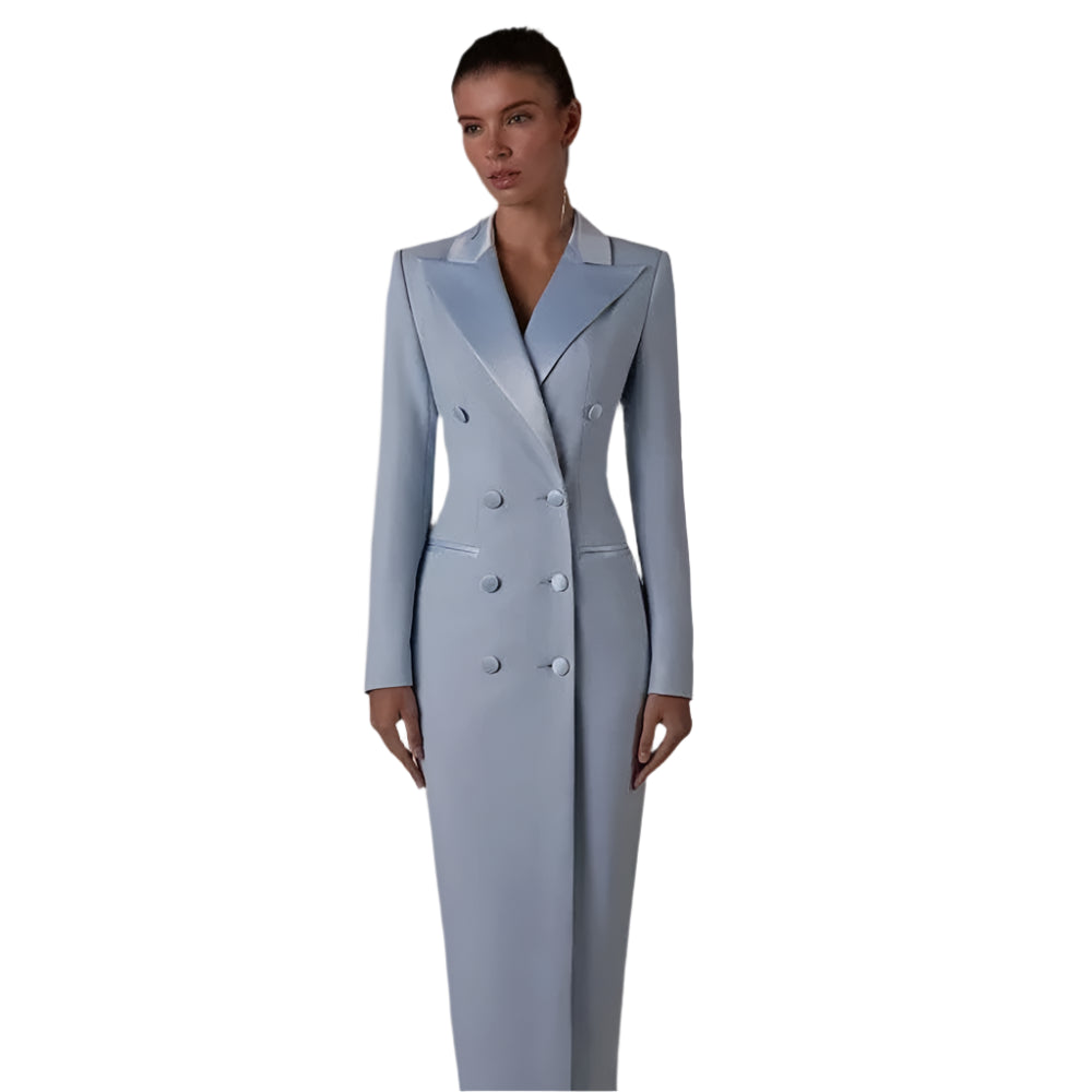 Customizable High Society Notched Double Breasted MAXI Coat Dress