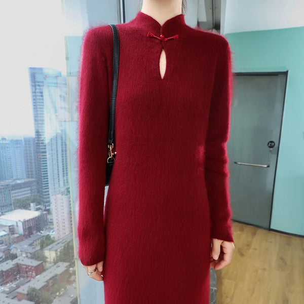 Vintage Elegant Fluffy Soft A-Line 100% Mink Cashmere MAXI Dress!
