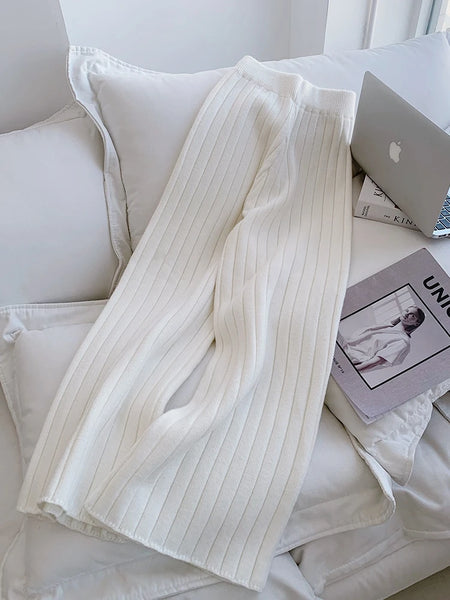Chic Ultra-Thick + Warm Knit Pullover Sweater + Palazzo Pants Set