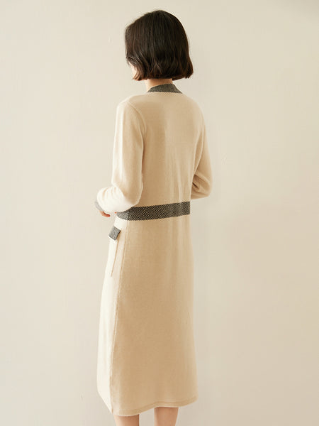 Vintage Luxury 100% Premium Cashmere MIDI Winter Sweater Dress