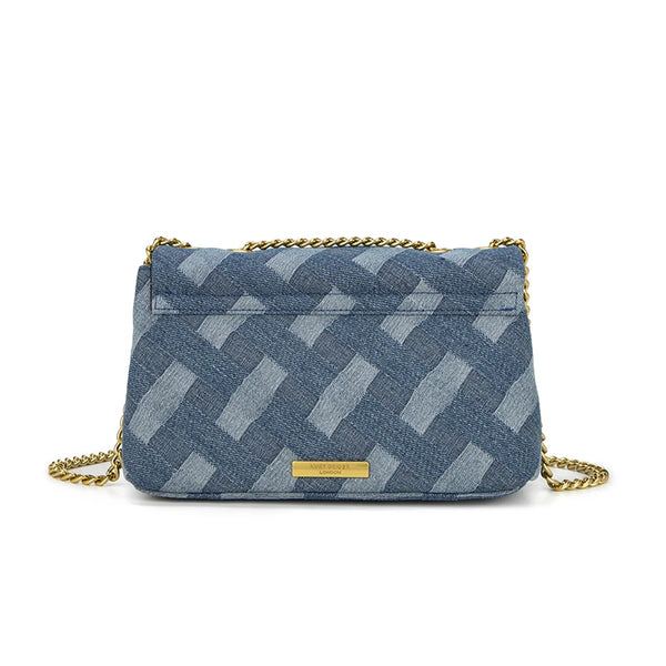 KURT GEIGER LONDON Elegant Retro Square Denim Chain Strap MINI Bag 