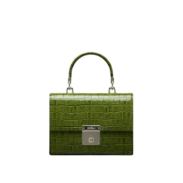High-End Luxury Crocodile Grain Genuine Leather Top Handle Shoulder Bag