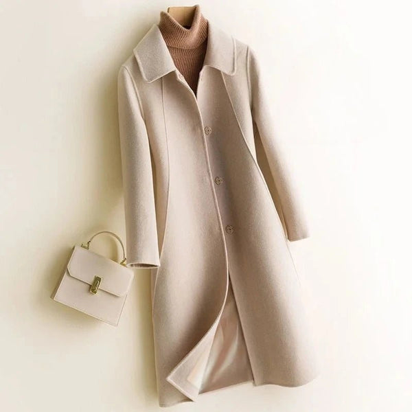 Vintage Elegant Single Breasted Wool Blend MIDI Coat - Wigging It Etc