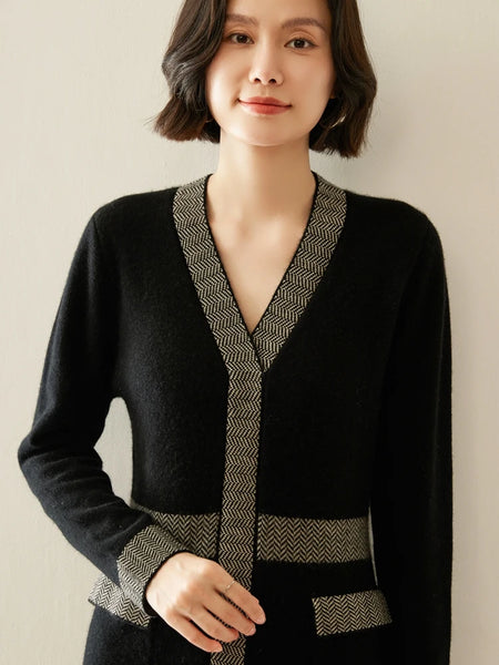 Vintage Luxury 100% Premium Cashmere MIDI Winter Sweater Dress