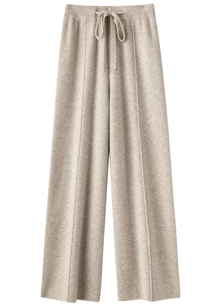 100% Pure Wool 100% Cashmere Blend Pleated Palazzo Knit Pants