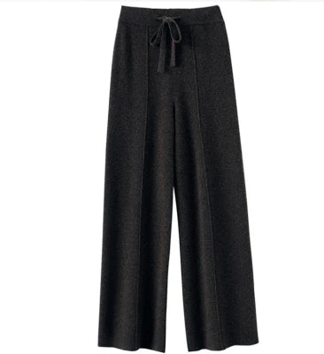 100% Pure Wool 100% Cashmere Blend Pleated Palazzo Knit Pants