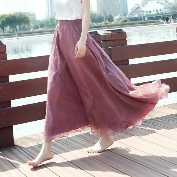 Vintage Cotton Blend A-Line Flared MAXI Skirt