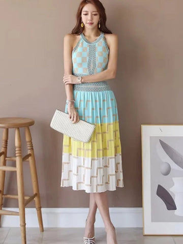 Sexy Elegant Gradient Geometric MIDI Dress