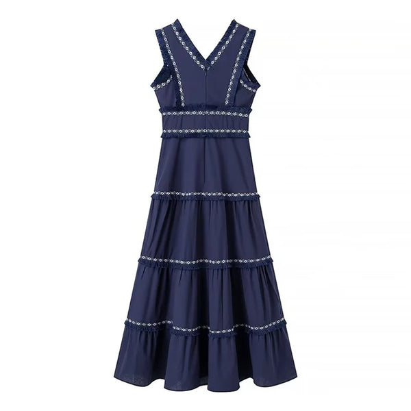 Alluring Vintage Plunging V-Neck A-Line MAXI Dress