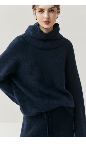 3 Piece 100% Cashmere British Minimalist Sweater+Palazzo Pants+Hat Set