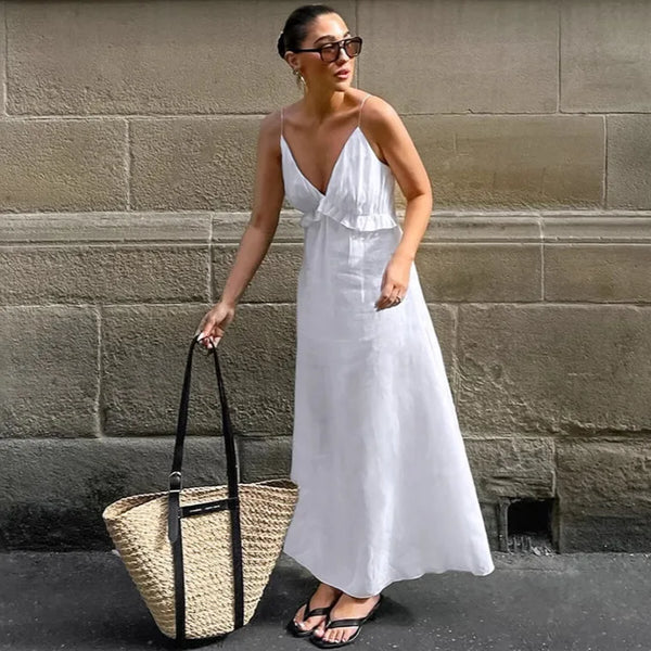 Sleek Sexy Cotton Blend A-Line MAXI Sundress