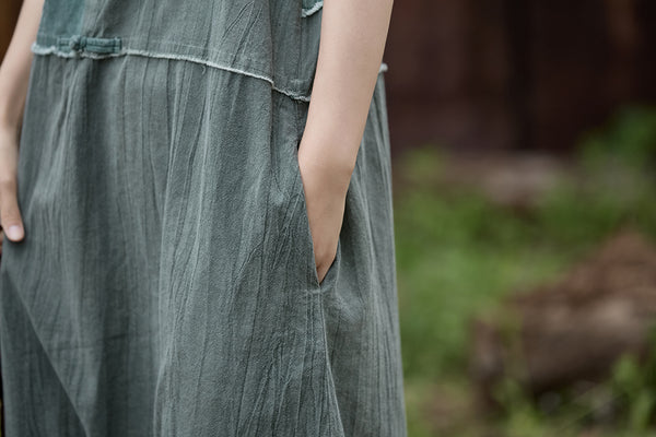 Ultra Comfy Breathable Ramie + Cotton Patchwork A-Line MAXI Sundress