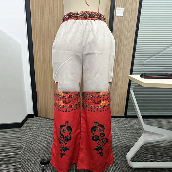 Funky Vintage Ethnic Duo-Tone Palazzo Pants