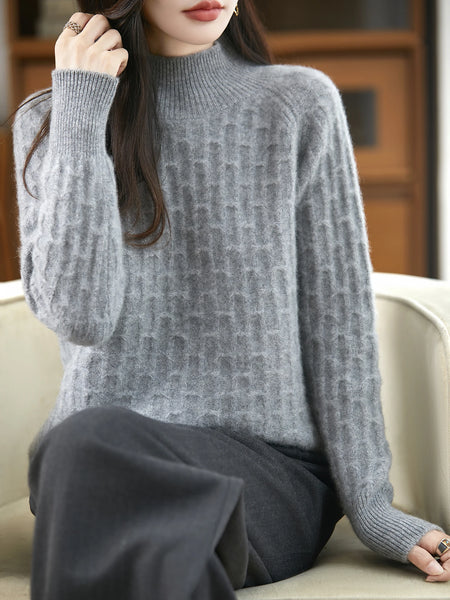 Elegant Baby Soft 100% Merino Wool Half Turtle Neck Pullover Sweater