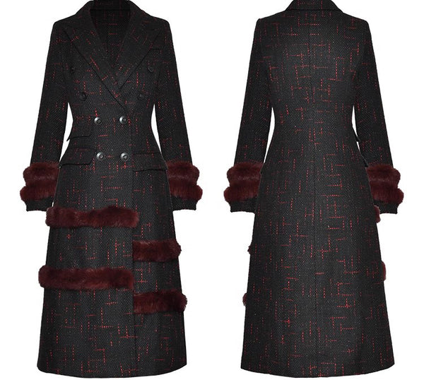 Sophisticated Cotton Blend Double Breasted A-Line Worsted Plaid Overcoat