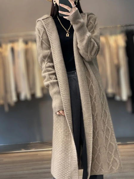 Ultra Soft Luxurious 100% Merino Wool MAXI Winter Cardigan