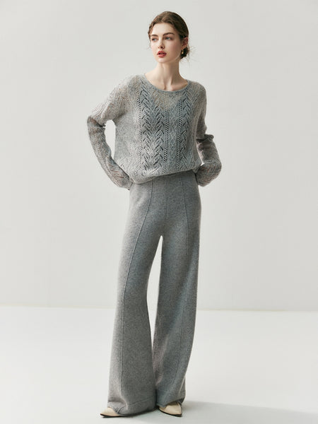 Elegant Dainty 100% Cashmere Hollowed Out Pullover