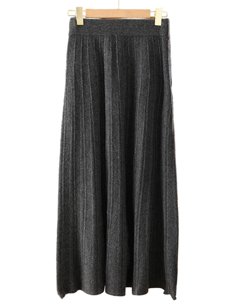 Silk Pleated 100% Merino Wool Winter MIDI Skirt