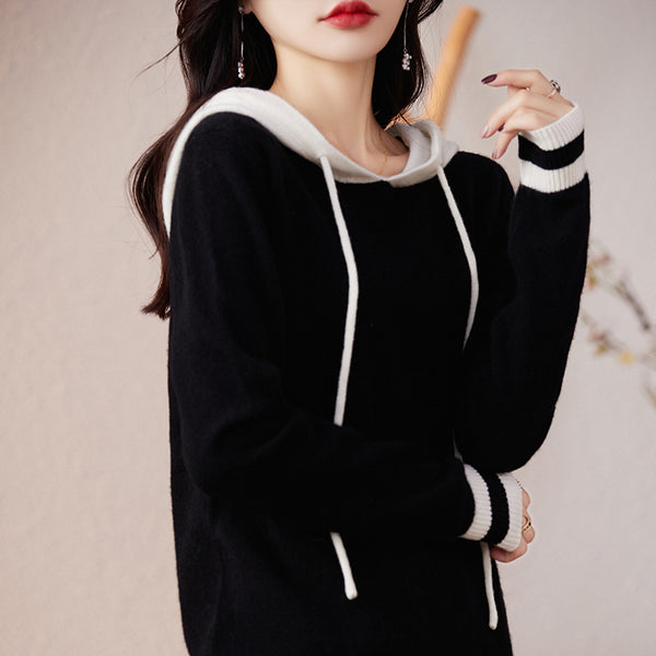 Vintage 100% Merino Wool Hooded Sweatshirt+Palazzo Pants