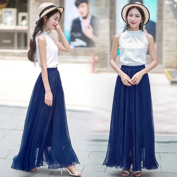 Vintage Cotton Blend A-Line Flared MAXI Skirt