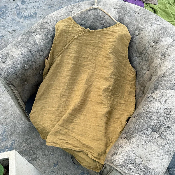 Exotic Vintage Breathable Hypoallergenic Cotton Linen Tank Top