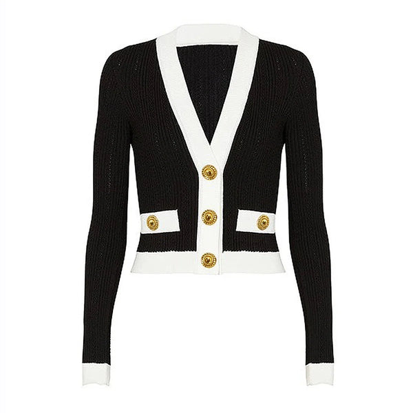 Classic French Single-Breasted Bolero Knit Jacketa