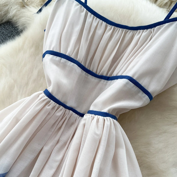 Classic A-Line V-Neck Pleated Bodice MIDI Dress