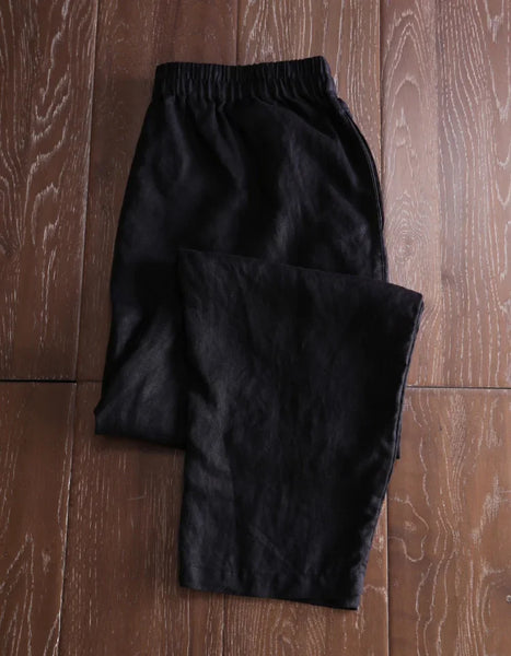 Elegant 100% Linen Mid-Waisted Ankle-Length Pants