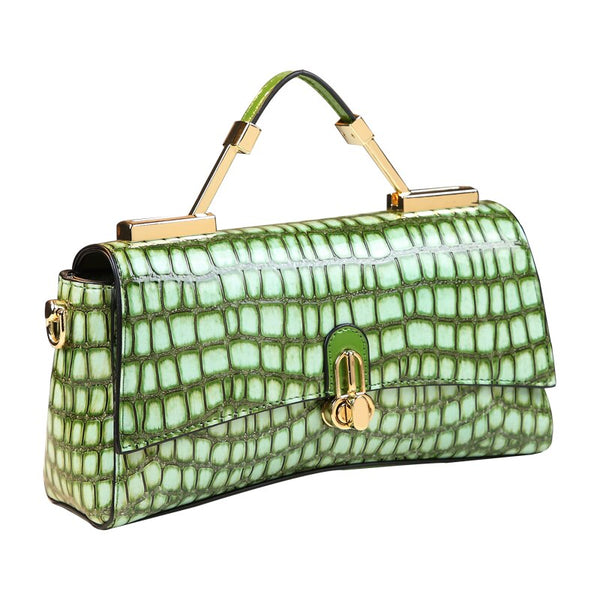 Upscale Aligator-Patterned 100% Genuine Leather Evening Clutch